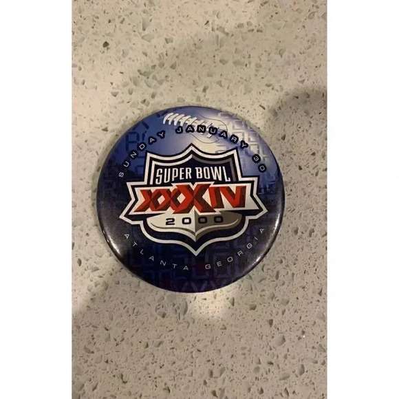 Vintage Super Bowl XXXIV NFL Atlanta Button Pinback Pin - Picture 2 of 5
